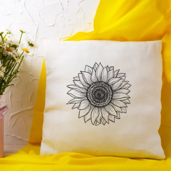 Throw Pillow Cover, Sunflower Sofa Couch Pillow Case, Decorative White Pillow For Home Decor, Bedroom or Living Room Flower Pillow