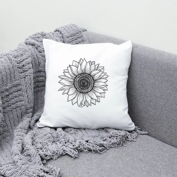 Throw Pillow Cover, Sunflower Sofa Couch Pillow Case, Decorative White Pillow For Home Decor, Bedroom or Living Room Flower Pillow - Image 3