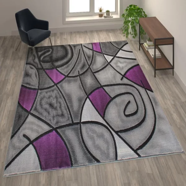 Purple Abstract Area Rug - Image 2