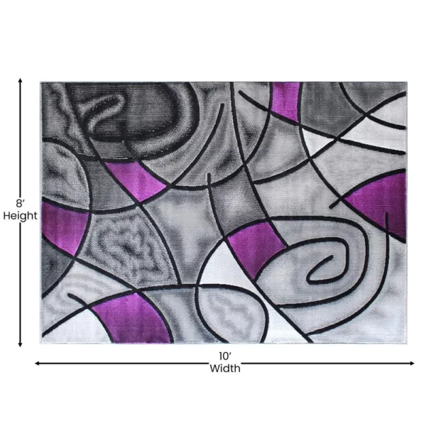 Purple Abstract Area Rug - Image 4