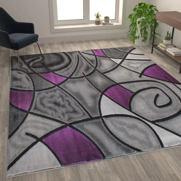 Purple Abstract Area Rug - Image 5