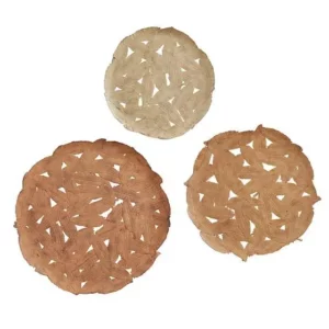 Feather Painted Iron Round Wall Decor 3 Piece Set