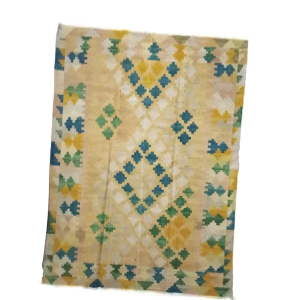 Nomadic Handwoven Khaki Kilim Carpet - Image 4