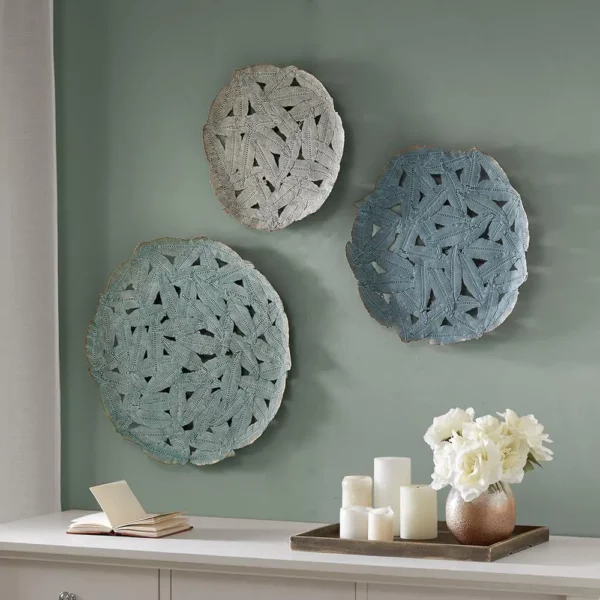 Blue Painted Iron Wall Decor - Set of 3 | Madison Park - Image 2