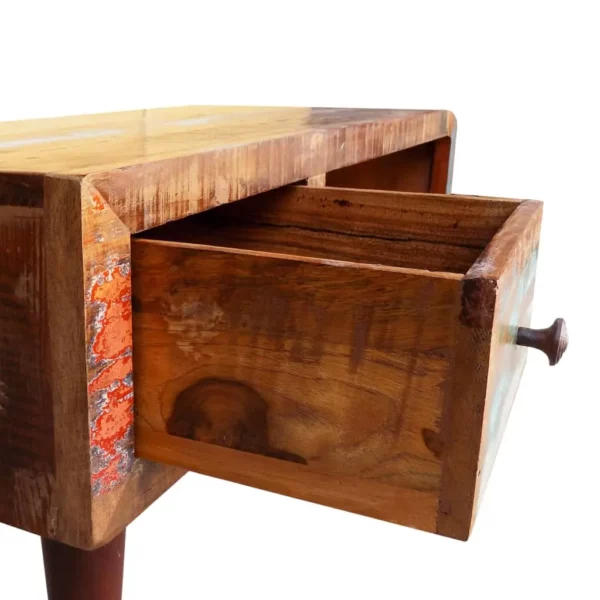 Coffee Table with Curved Edge 1 Drawer Reclaimed Wood - Image 9
