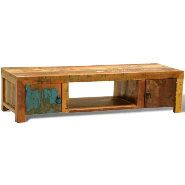 TV Stand with 2 Doors Reclaimed Wood Vintage - Image 4