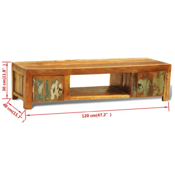 TV Stand with 2 Doors Reclaimed Wood Vintage - Image 11