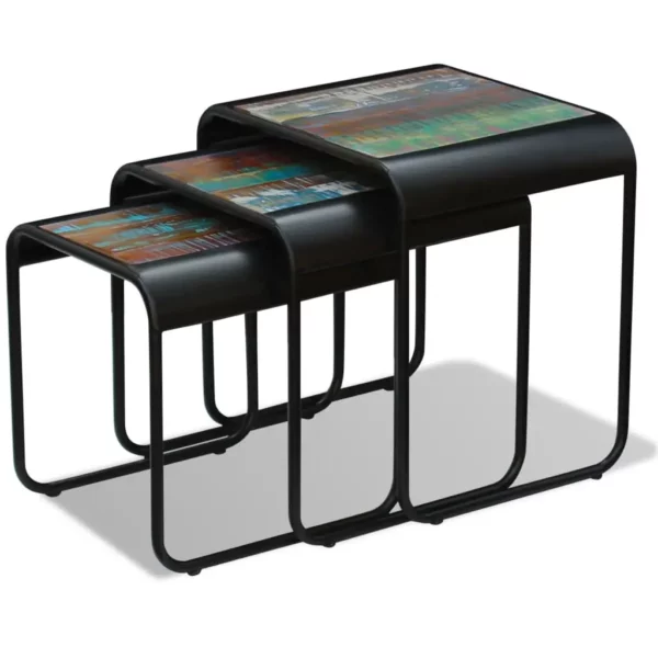 Three Piece Nesting Tables Solid Reclaimed Wood - Image 2