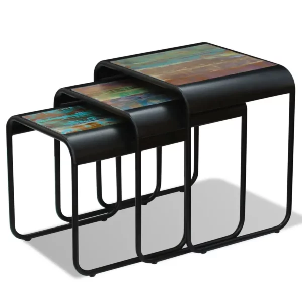 Three Piece Nesting Tables Solid Reclaimed Wood - Image 3