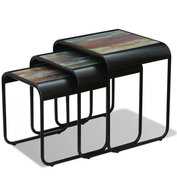 Three Piece Nesting Tables Solid Reclaimed Wood - Image 4