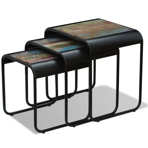 Three Piece Nesting Tables Solid Reclaimed Wood - Image 5