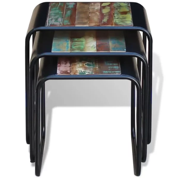 Three Piece Nesting Tables Solid Reclaimed Wood - Image 7