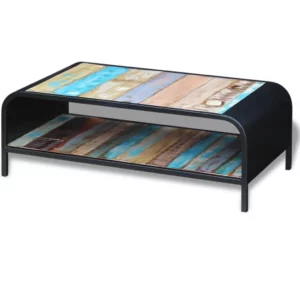 Reclaimed Wood Coffee Table - Modern Rolled Steel Style