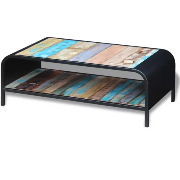 Reclaimed Wood Coffee Table - Modern Rolled Steel Style