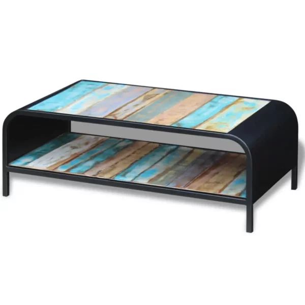 Reclaimed Wood Coffee Table - Modern Rolled Steel Style - Image 3