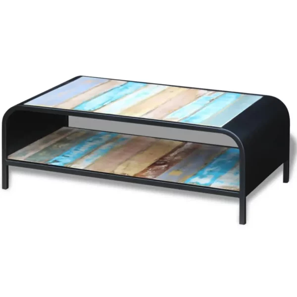 Reclaimed Wood Coffee Table - Modern Rolled Steel Style - Image 5