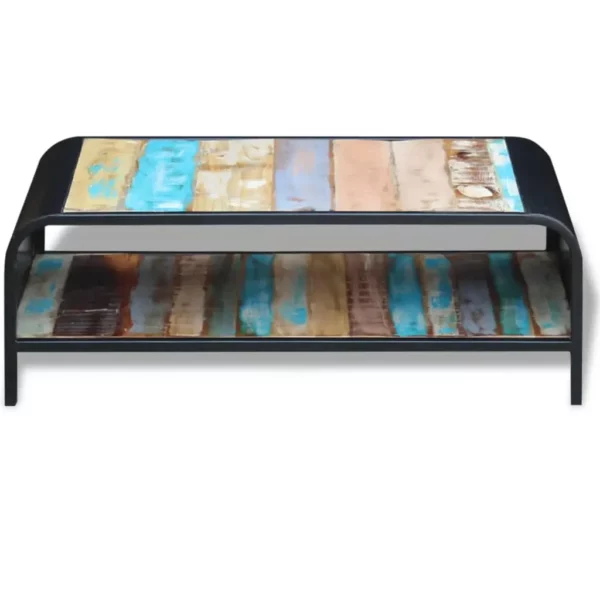 Reclaimed Wood Coffee Table - Modern Rolled Steel Style - Image 6