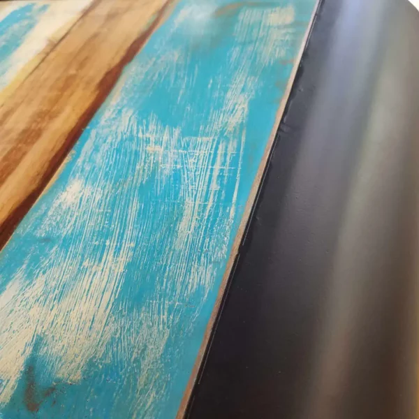 Reclaimed Wood Coffee Table - Modern Rolled Steel Style - Image 10