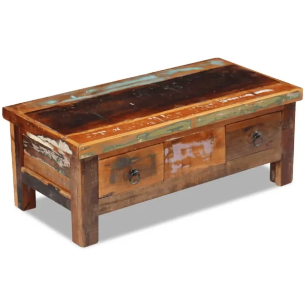 Coffee Table Drawers Solid Reclaimed Wood 35.4"x17.7"x13.8" - Image 2