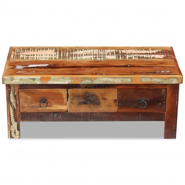 Coffee Table Drawers Solid Reclaimed Wood 35.4"x17.7"x13.8" - Image 6