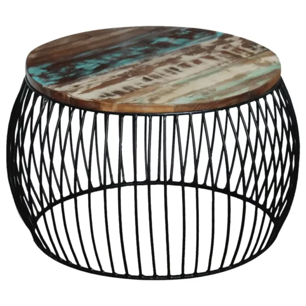 Coffee Table Round Solid Reclaimed Wood 26.8"x14.6" - Image 8