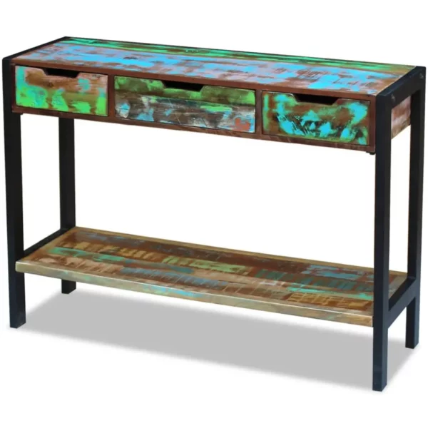 Sideboard 3 Drawers Solid Reclaimed Wood - Image 3