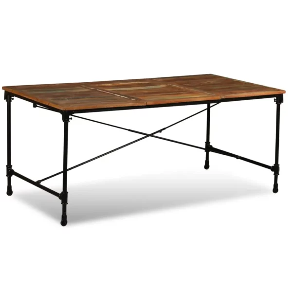 Reclaimed Wood Dining Table 70.9" - Iron Rail Legs - Image 5