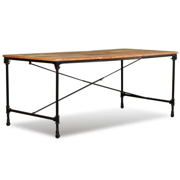 Reclaimed Wood Dining Table 70.9" - Iron Rail Legs - Image 6