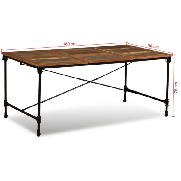 Reclaimed Wood Dining Table 70.9" - Iron Rail Legs - Image 12