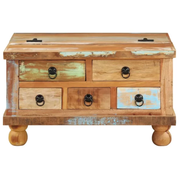 vidaXL Coffee Table Multicolored Reclaimed wood, MDF Medium Storage - Image 2