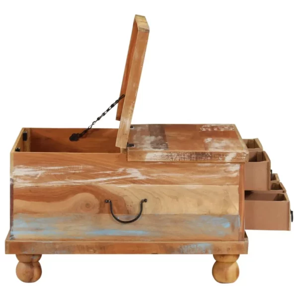 vidaXL Coffee Table Multicolored Reclaimed wood, MDF Medium Storage - Image 3