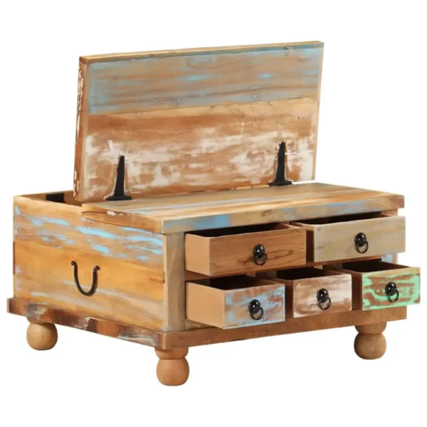 vidaXL Coffee Table Multicolored Reclaimed wood, MDF Medium Storage - Image 4