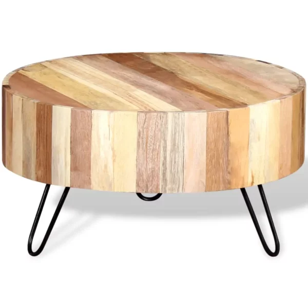 Reclaimed Wood Coffee Table - Rounded Slat Style - Image 4