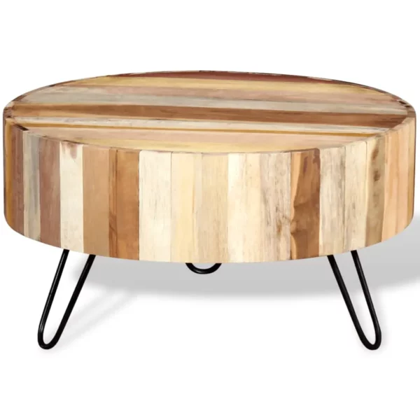 Reclaimed Wood Coffee Table - Rounded Slat Style - Image 5