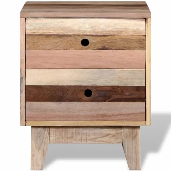 Reclaimed Wood Bedside Cabinet - Rustic Basic Style - Image 6