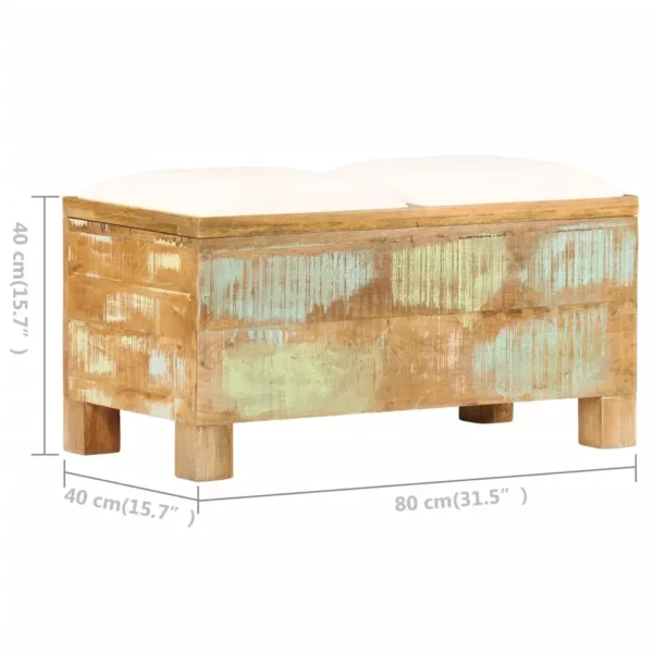Storage Bench Solid Reclaimed Wood 31.5"x15.7"x15.7" - Image 7