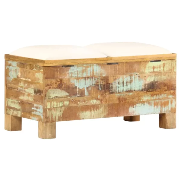 Storage Bench Solid Reclaimed Wood 31.5"x15.7"x15.7" - Image 8
