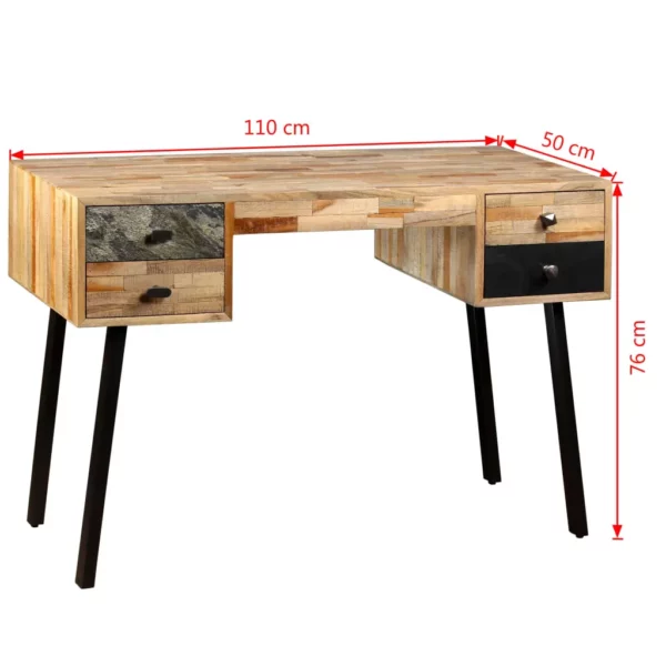 Writing Desk Solid Reclaimed Teak 43.3"x19.6"x29.9" - Image 10