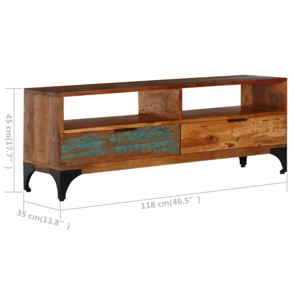 TV Stand 46.5"x13.8"x17.7" Solid Wood Reclaimed - Image 9