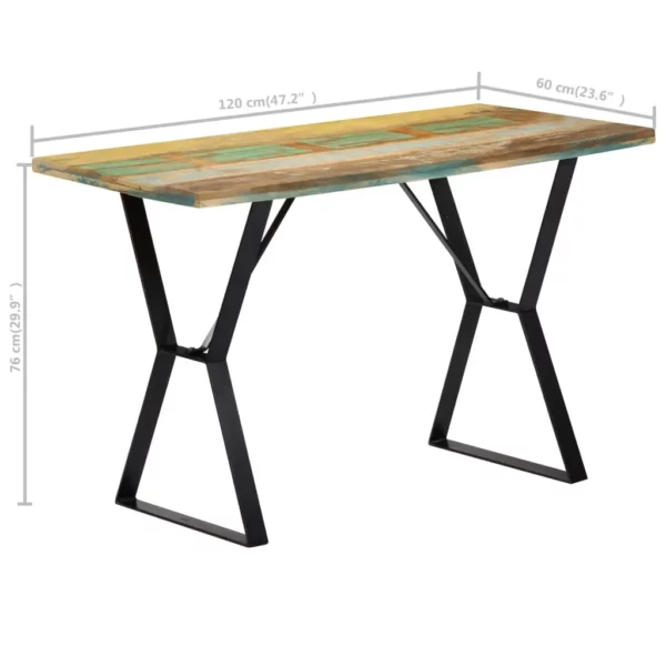 Reclaimed Wood Dining Table 47.2"x23.6"x29.9" - Industrial Style Steel Legs - Image 8