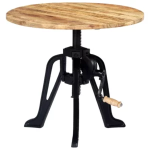 Side Table 23.6"x(18.1"-24.8") Solid Mango Wood and Cast Iron