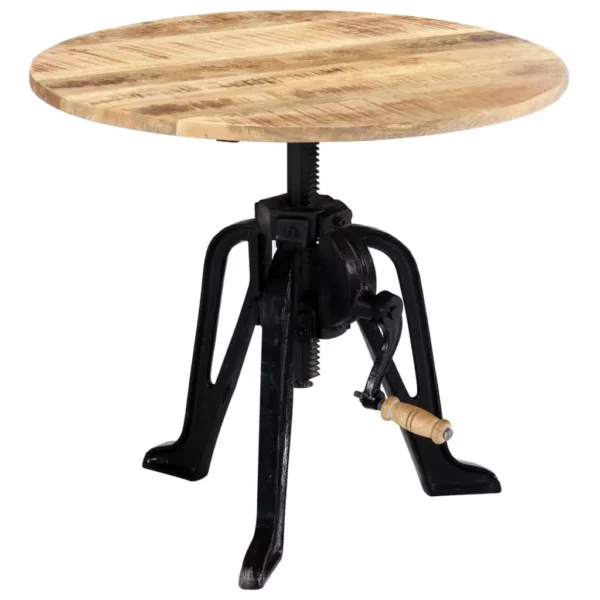 Side Table 23.6"x(18.1"-24.8") Solid Mango Wood and Cast Iron - Image 2