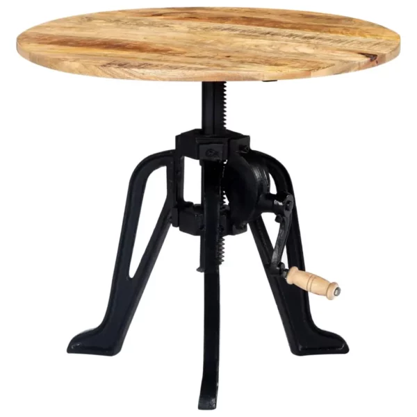 Side Table 23.6"x(18.1"-24.8") Solid Mango Wood and Cast Iron - Image 7