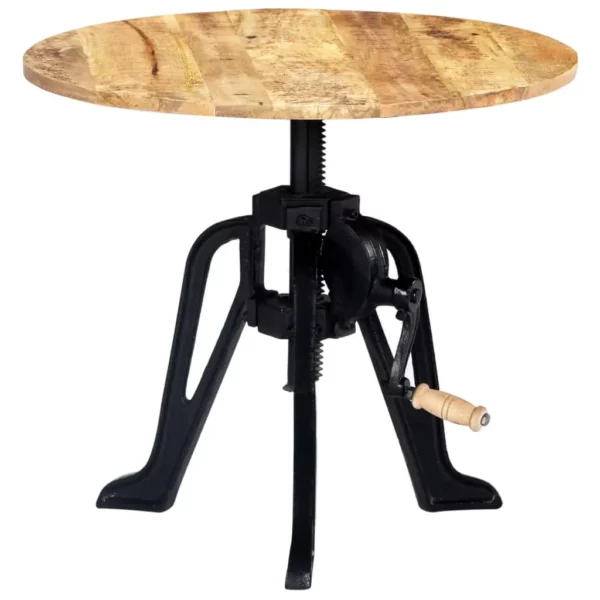 Side Table 23.6"x(18.1"-24.8") Solid Mango Wood and Cast Iron - Image 8