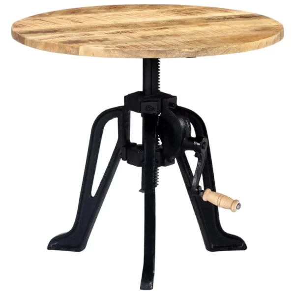 Side Table 23.6"x(18.1"-24.8") Solid Mango Wood and Cast Iron - Image 10