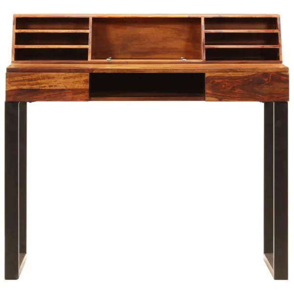 Desk 43.3"x19.7"x37" Solid Sheesham Wood and Steel - Image 4