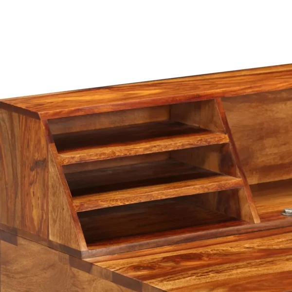 Desk 43.3"x19.7"x37" Solid Sheesham Wood and Steel - Image 5
