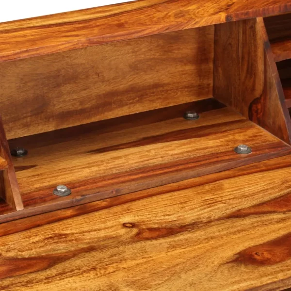 Desk 43.3"x19.7"x37" Solid Sheesham Wood and Steel - Image 6