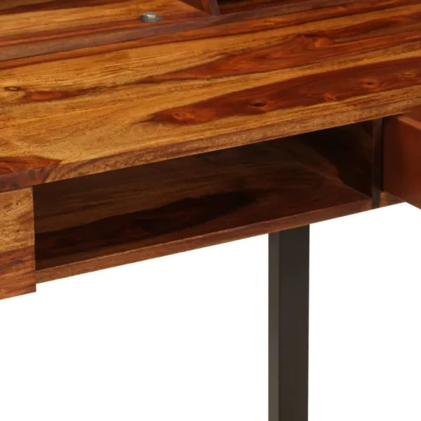 Desk 43.3"x19.7"x37" Solid Sheesham Wood and Steel - Image 8