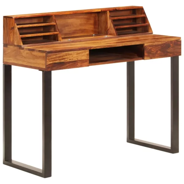 Desk 43.3"x19.7"x37" Solid Sheesham Wood and Steel - Image 10